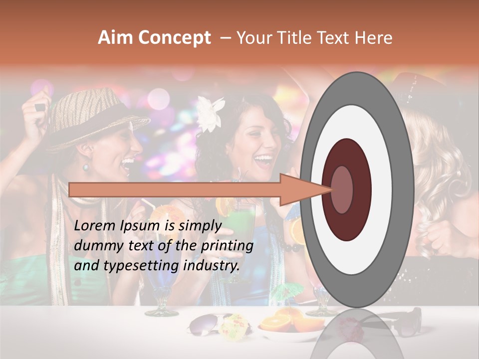 A Group Of Women Standing Around A Table With Drinks PowerPoint Template