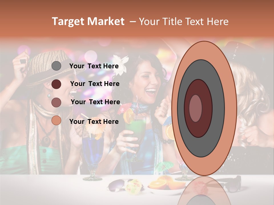 A Group Of Women Standing Around A Table With Drinks PowerPoint Template