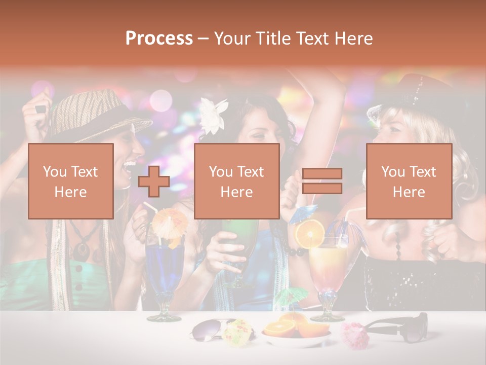 A Group Of Women Standing Around A Table With Drinks PowerPoint Template