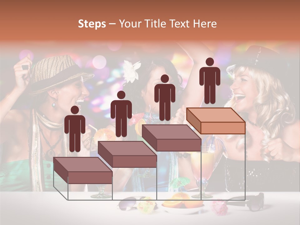 A Group Of Women Standing Around A Table With Drinks PowerPoint Template