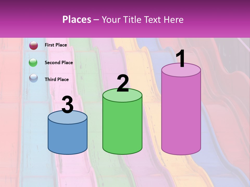 A Bunch Of Colorful Plastic Chairs In A Row PowerPoint Template