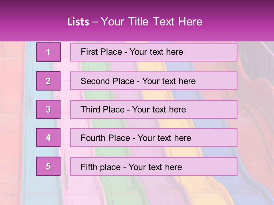 A Bunch Of Colorful Plastic Chairs In A Row PowerPoint Template