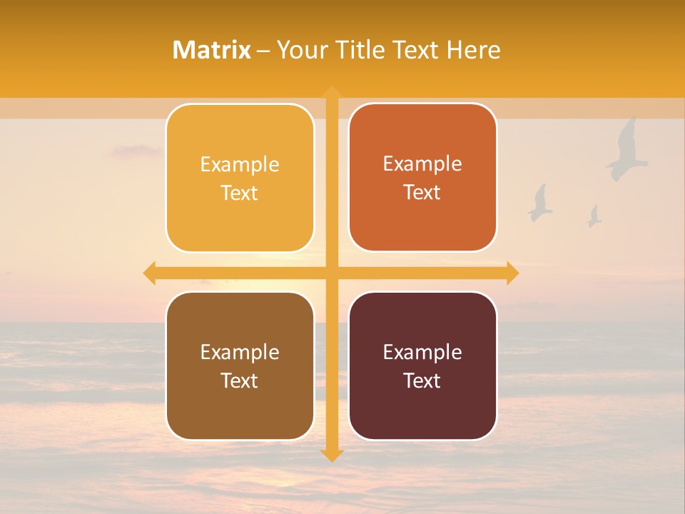 Two Birds Flying Over The Ocean At Sunset PowerPoint Template