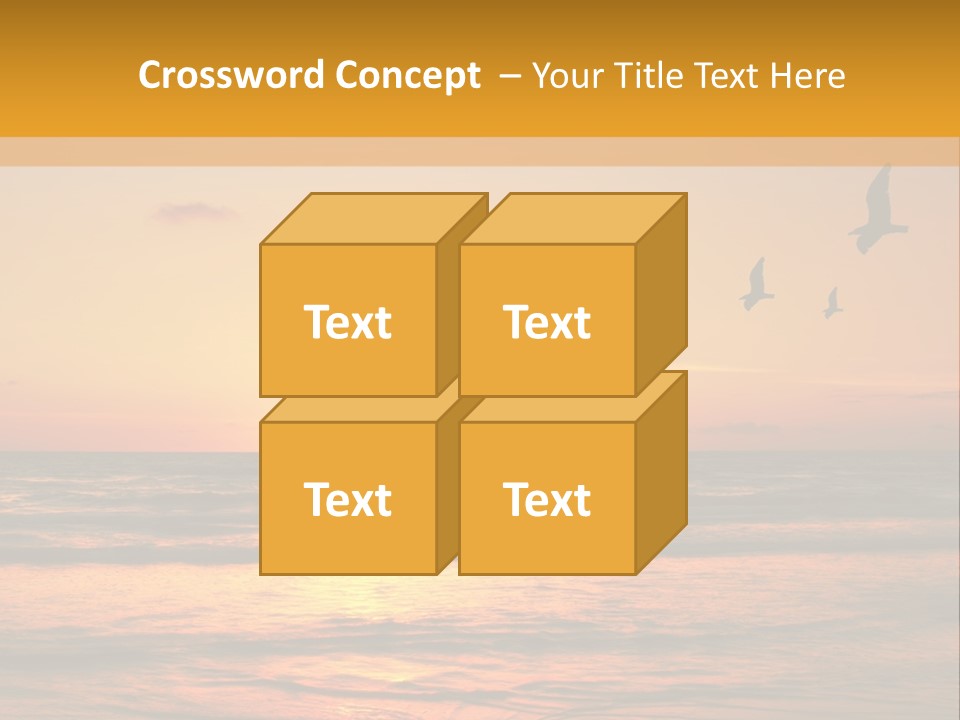 Two Birds Flying Over The Ocean At Sunset PowerPoint Template