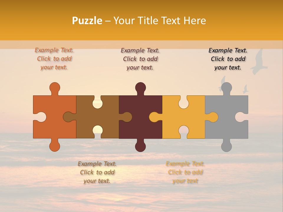 Two Birds Flying Over The Ocean At Sunset PowerPoint Template