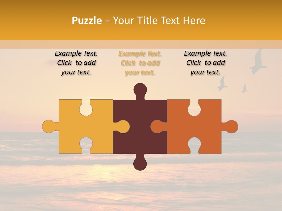 Two Birds Flying Over The Ocean At Sunset PowerPoint Template