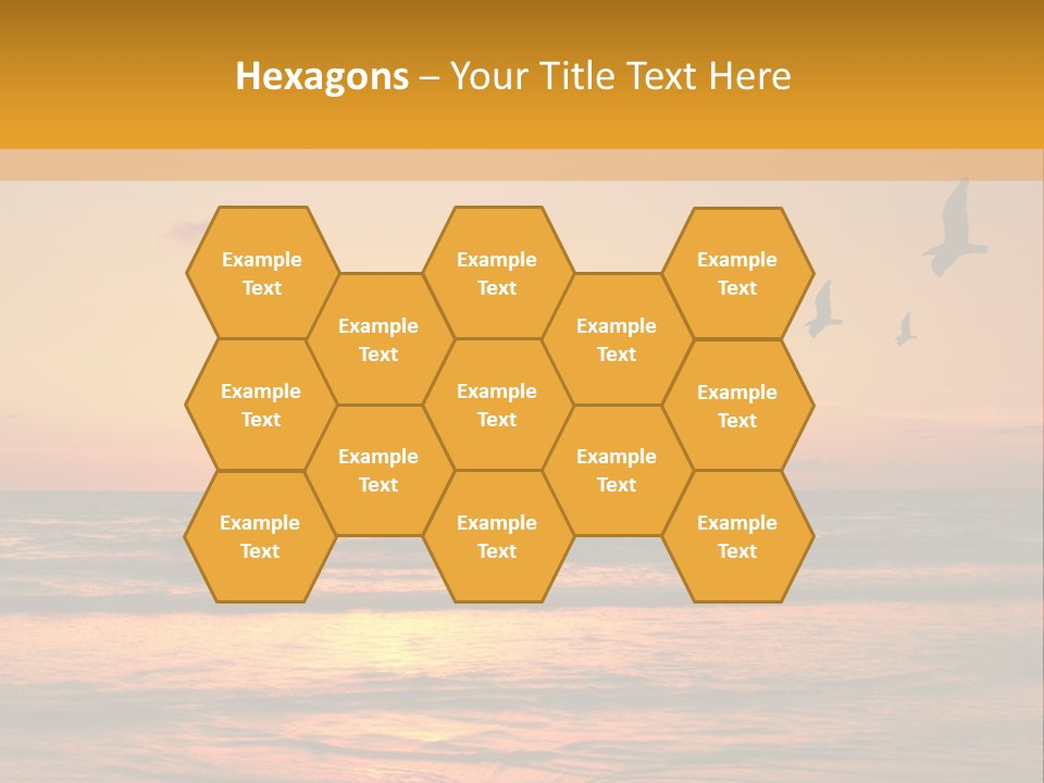 Two Birds Flying Over The Ocean At Sunset PowerPoint Template