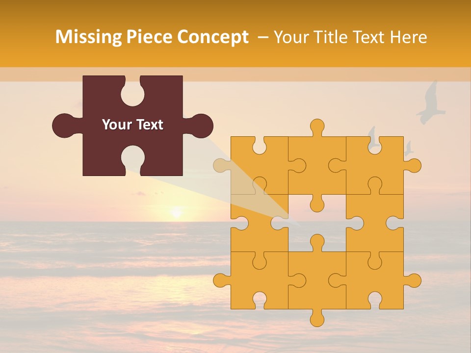 Two Birds Flying Over The Ocean At Sunset PowerPoint Template