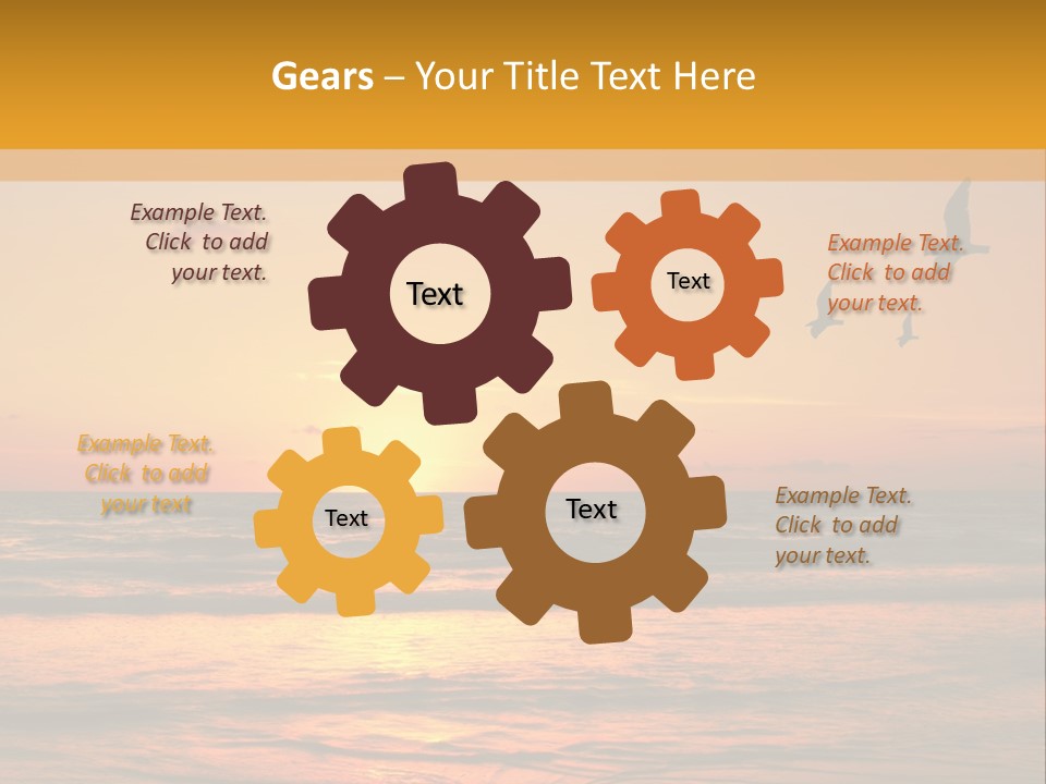 Two Birds Flying Over The Ocean At Sunset PowerPoint Template