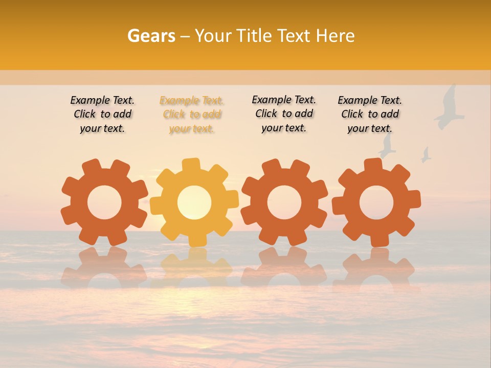 Two Birds Flying Over The Ocean At Sunset PowerPoint Template