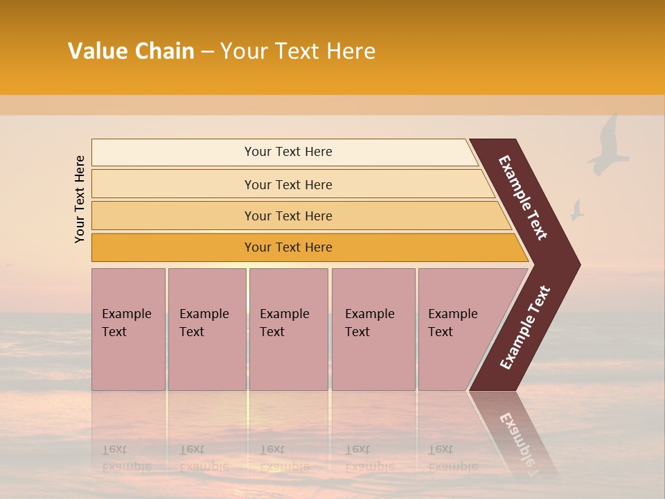 Two Birds Flying Over The Ocean At Sunset PowerPoint Template