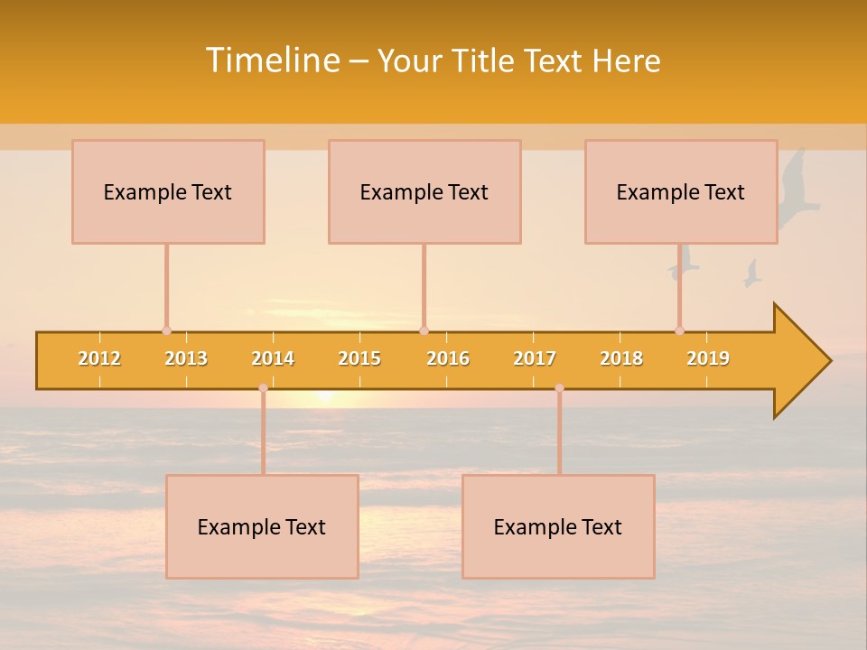 Two Birds Flying Over The Ocean At Sunset PowerPoint Template