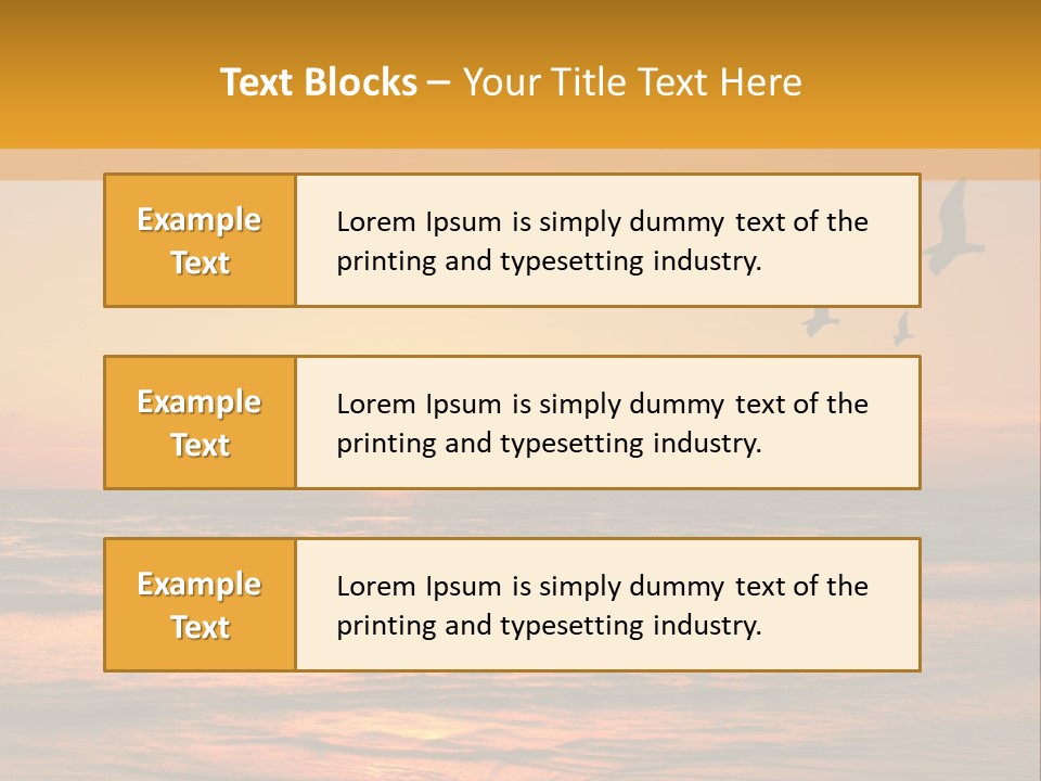 Two Birds Flying Over The Ocean At Sunset PowerPoint Template