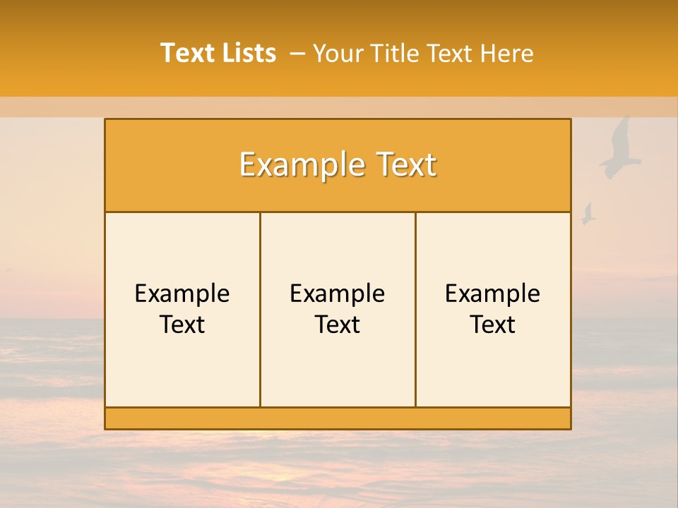 Two Birds Flying Over The Ocean At Sunset PowerPoint Template