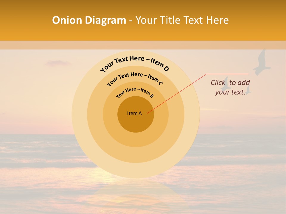 Two Birds Flying Over The Ocean At Sunset PowerPoint Template