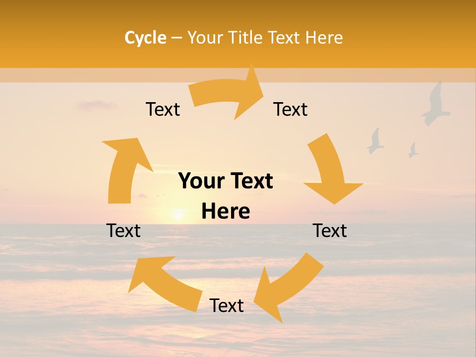 Two Birds Flying Over The Ocean At Sunset PowerPoint Template
