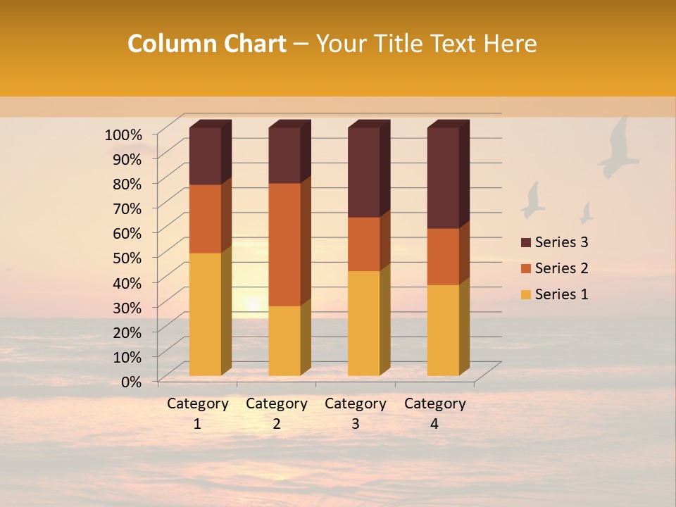 Two Birds Flying Over The Ocean At Sunset PowerPoint Template