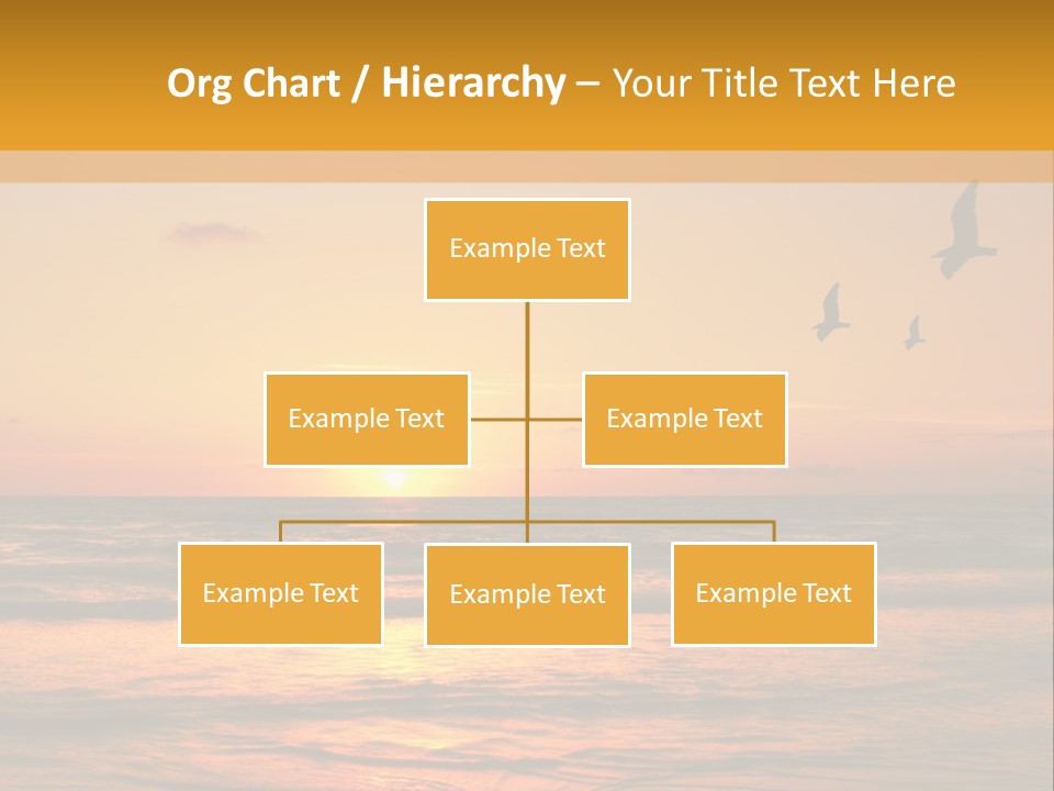 Two Birds Flying Over The Ocean At Sunset PowerPoint Template