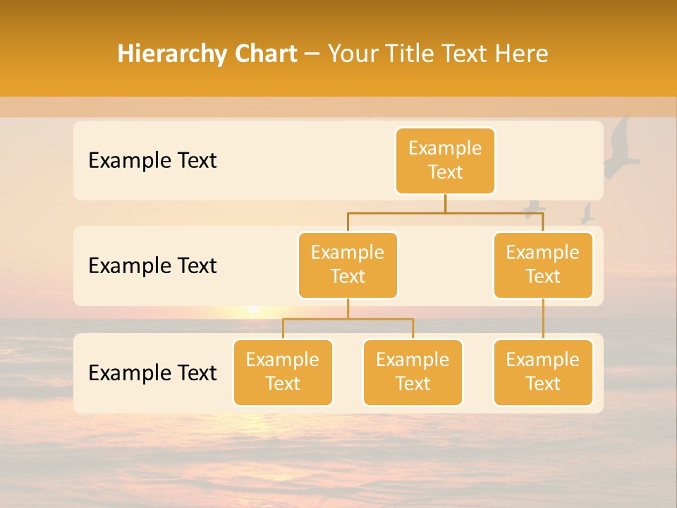Two Birds Flying Over The Ocean At Sunset PowerPoint Template