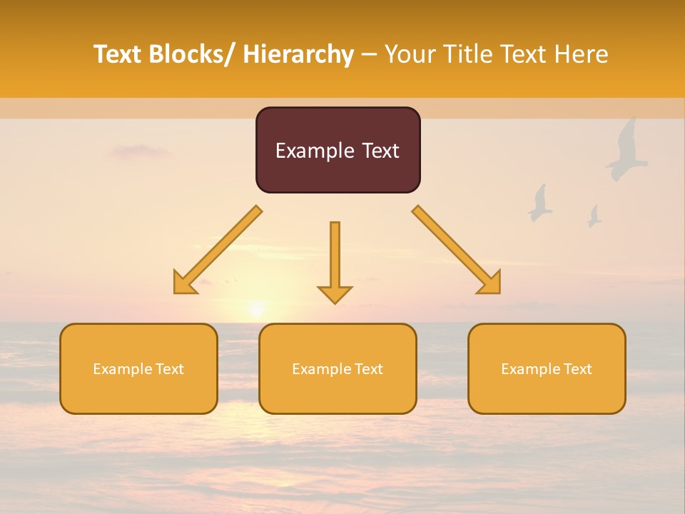 Two Birds Flying Over The Ocean At Sunset PowerPoint Template