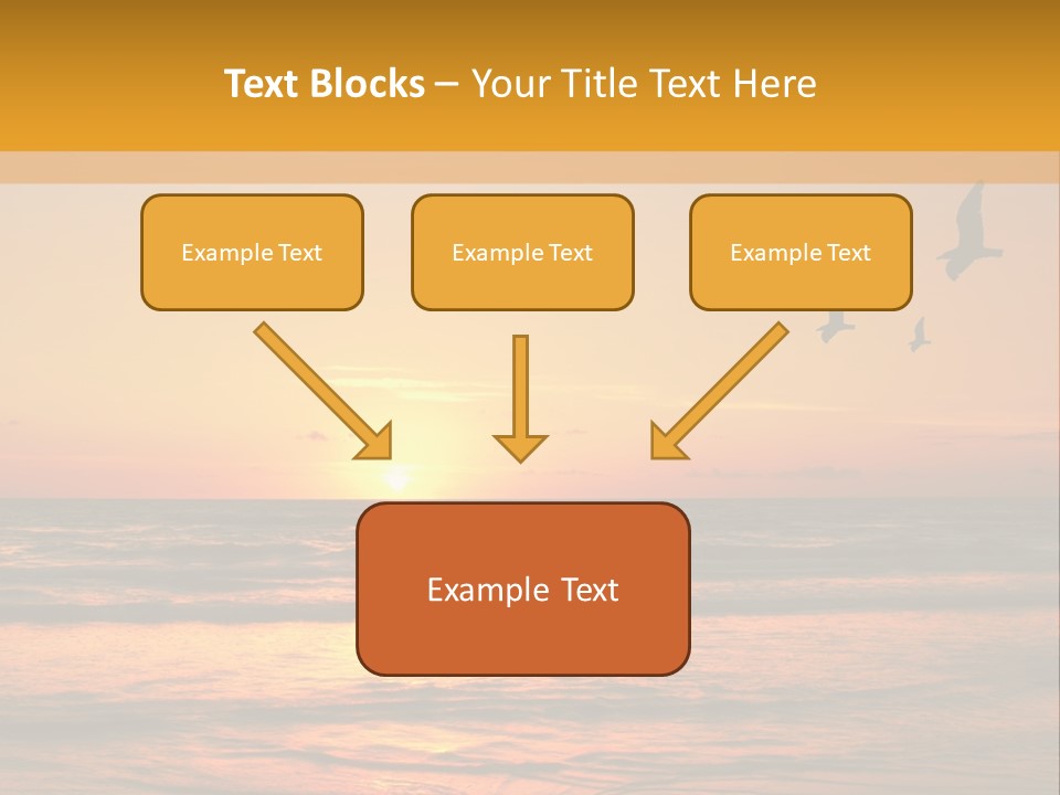 Two Birds Flying Over The Ocean At Sunset PowerPoint Template