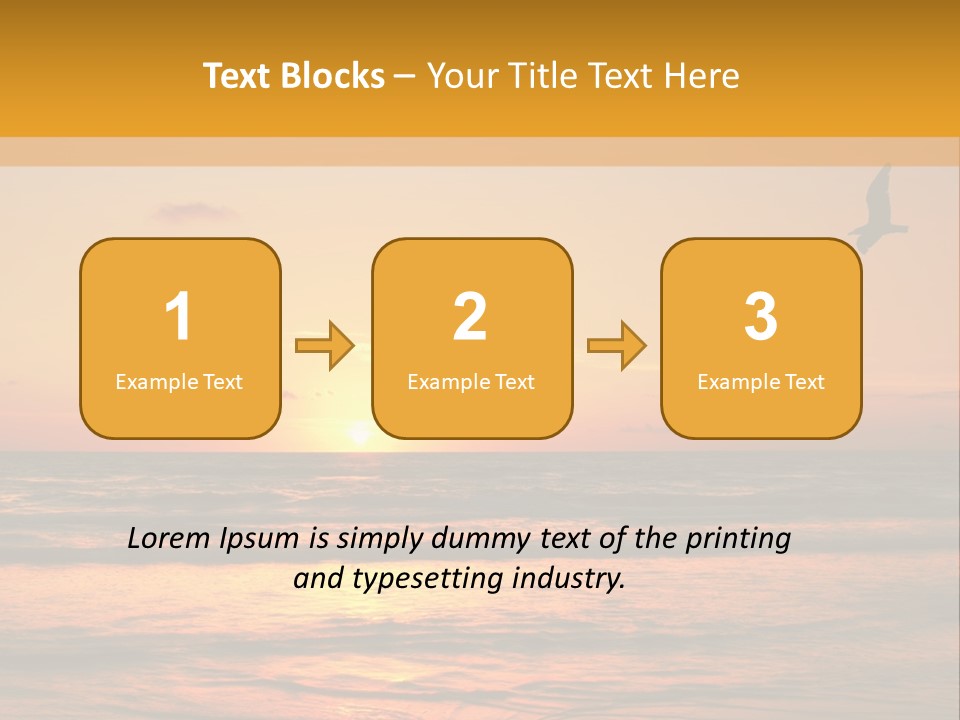 Two Birds Flying Over The Ocean At Sunset PowerPoint Template