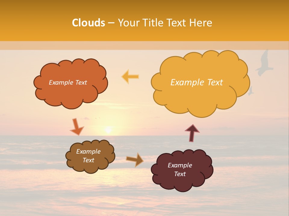 Two Birds Flying Over The Ocean At Sunset PowerPoint Template
