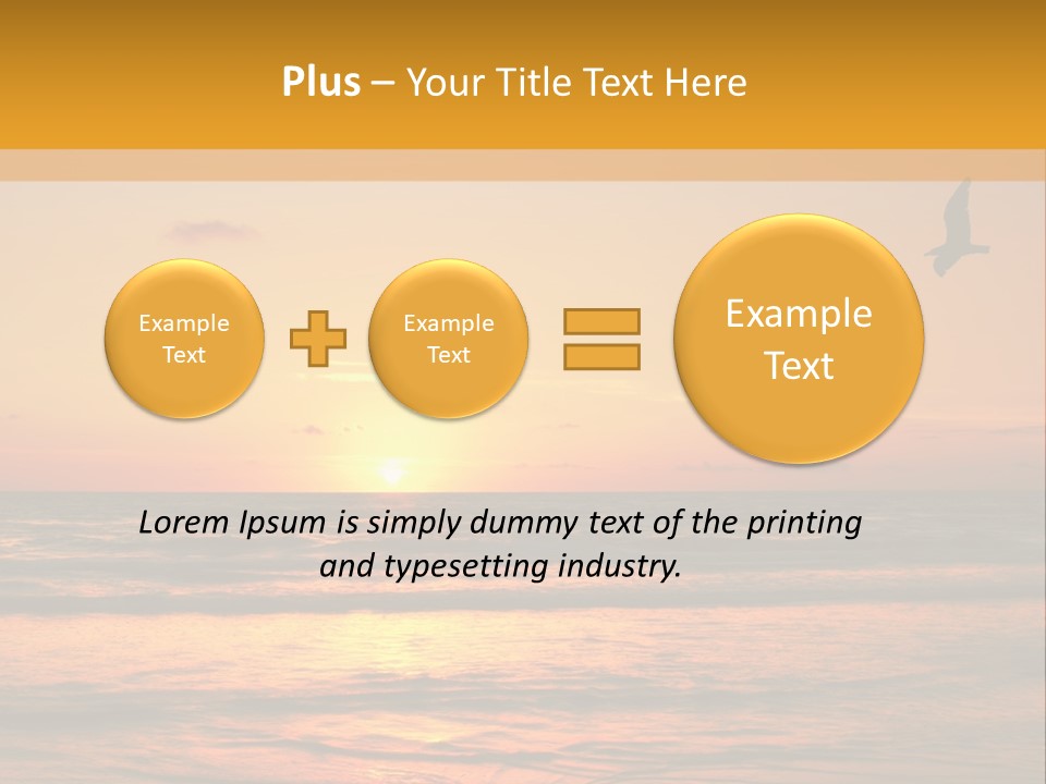 Two Birds Flying Over The Ocean At Sunset PowerPoint Template