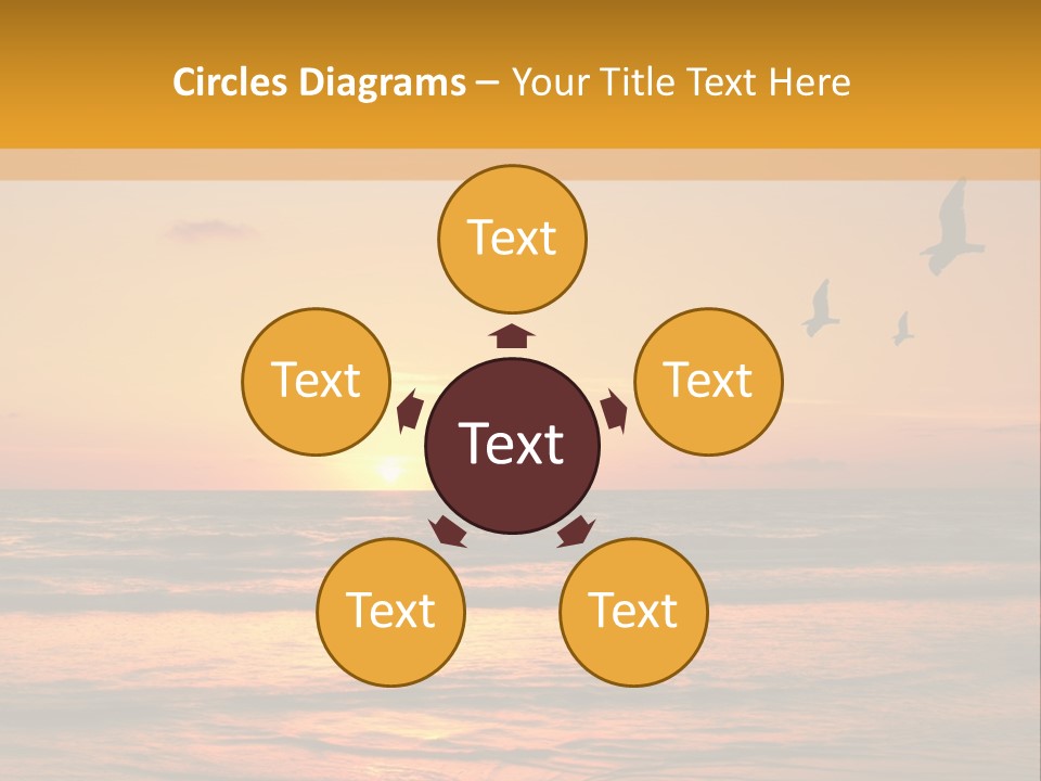 Two Birds Flying Over The Ocean At Sunset PowerPoint Template