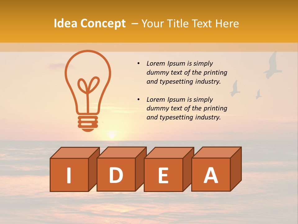 Two Birds Flying Over The Ocean At Sunset PowerPoint Template