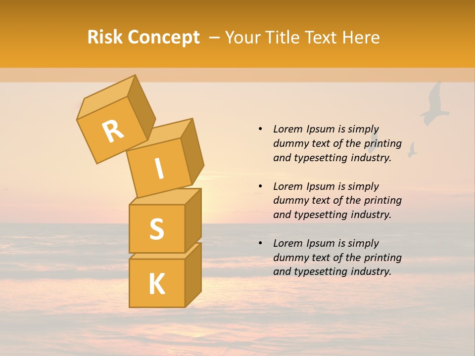 Two Birds Flying Over The Ocean At Sunset PowerPoint Template