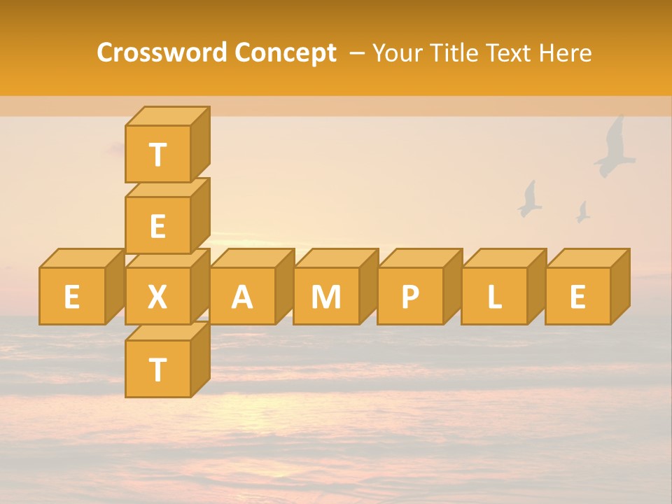 Two Birds Flying Over The Ocean At Sunset PowerPoint Template