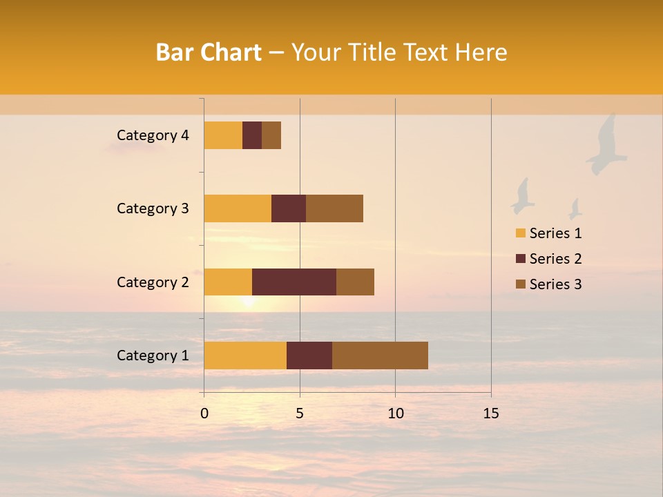 Two Birds Flying Over The Ocean At Sunset PowerPoint Template