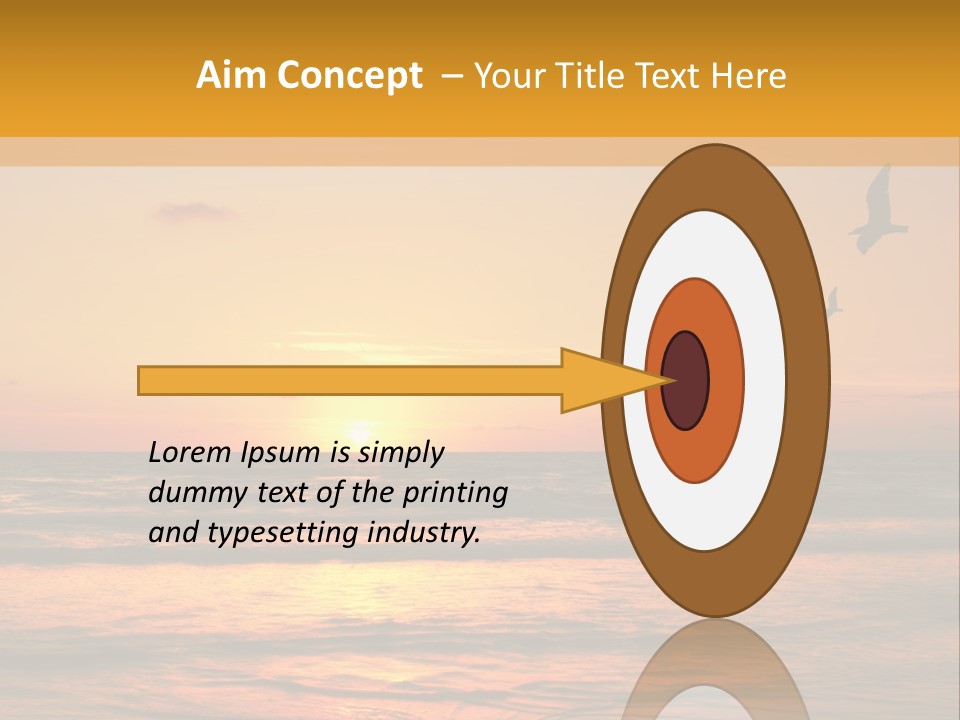 Two Birds Flying Over The Ocean At Sunset PowerPoint Template