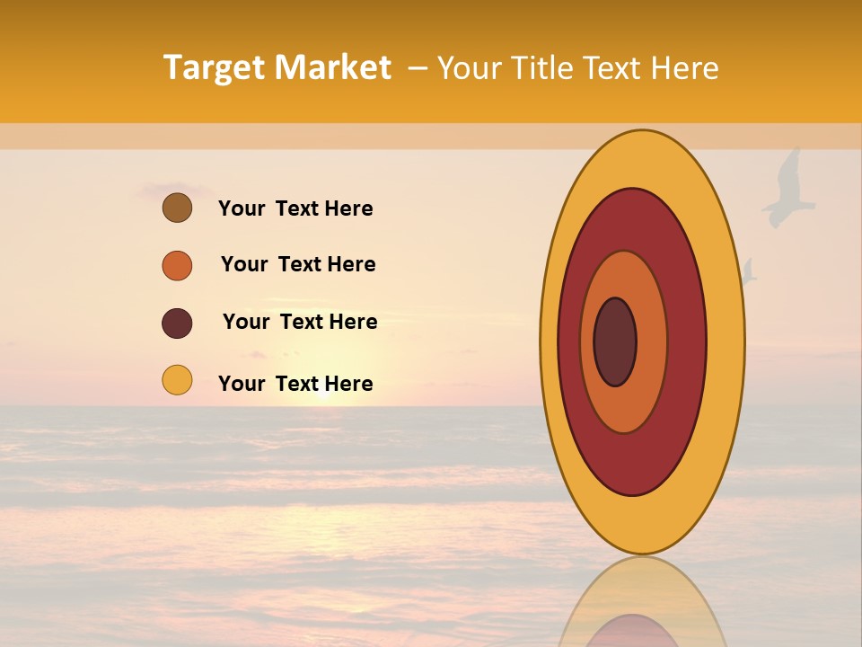 Two Birds Flying Over The Ocean At Sunset PowerPoint Template