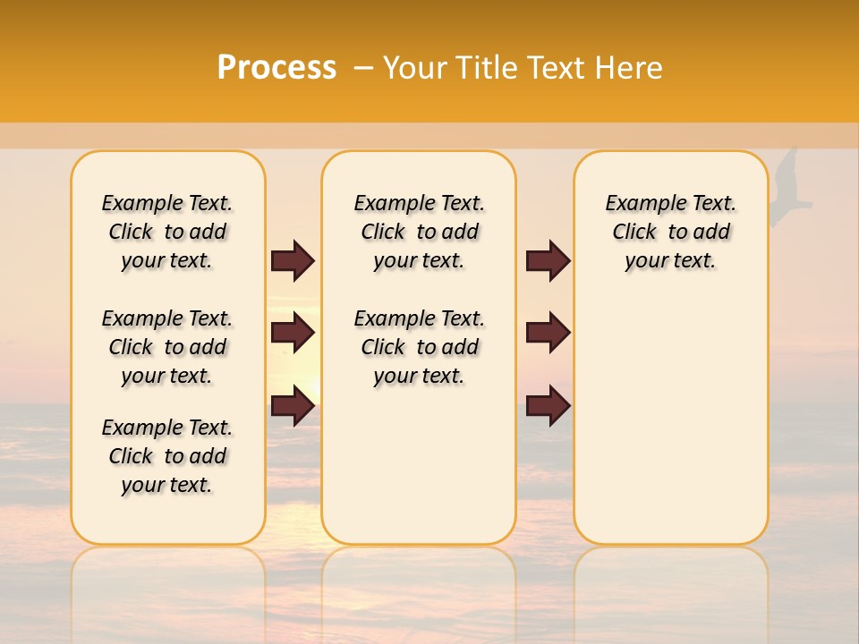 Two Birds Flying Over The Ocean At Sunset PowerPoint Template