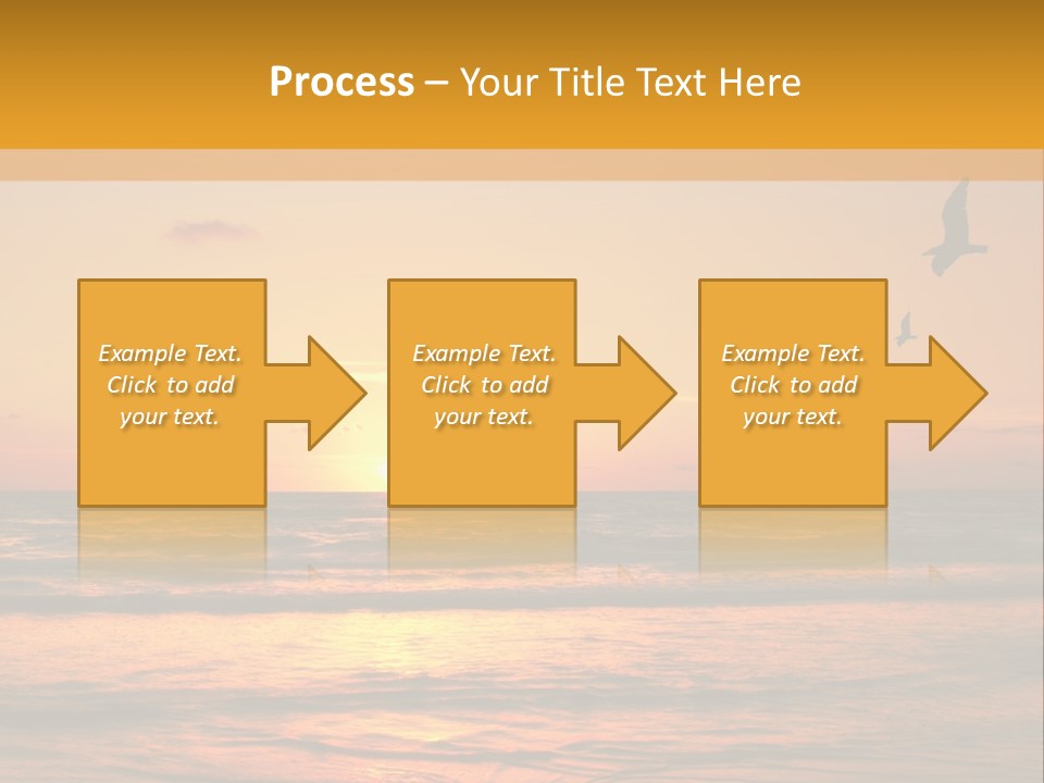 Two Birds Flying Over The Ocean At Sunset PowerPoint Template