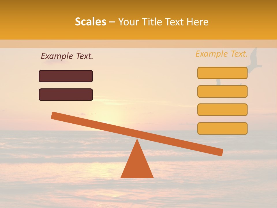 Two Birds Flying Over The Ocean At Sunset PowerPoint Template