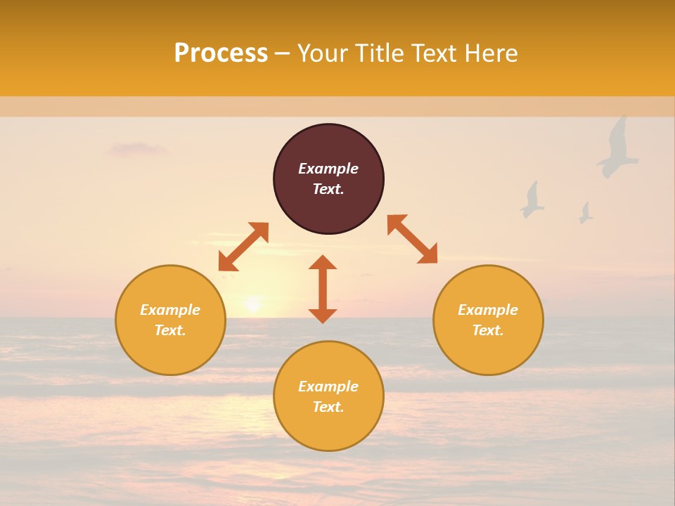 Two Birds Flying Over The Ocean At Sunset PowerPoint Template