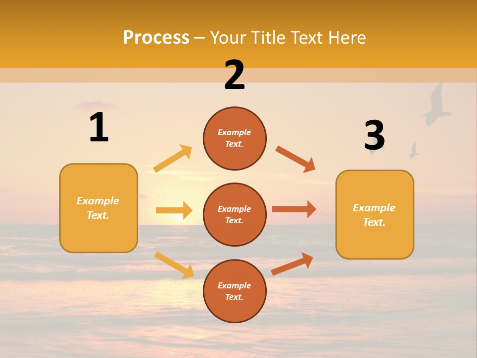 Two Birds Flying Over The Ocean At Sunset PowerPoint Template