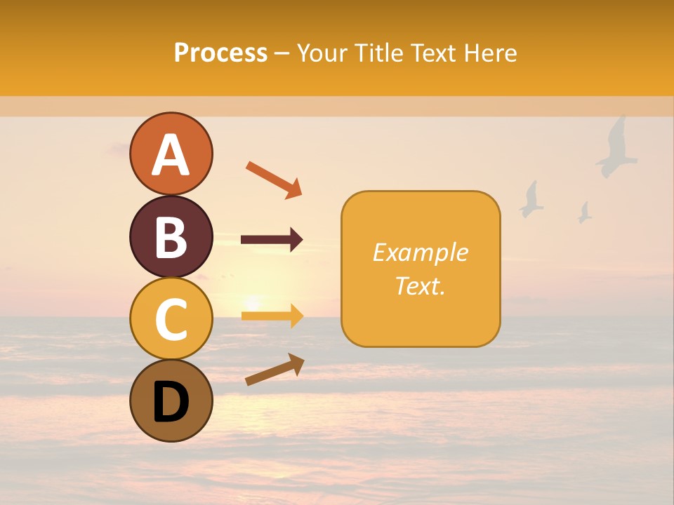 Two Birds Flying Over The Ocean At Sunset PowerPoint Template