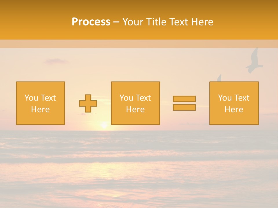 Two Birds Flying Over The Ocean At Sunset PowerPoint Template