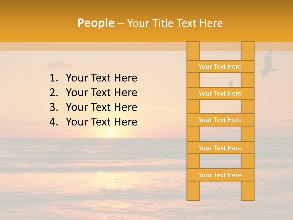 Two Birds Flying Over The Ocean At Sunset PowerPoint Template