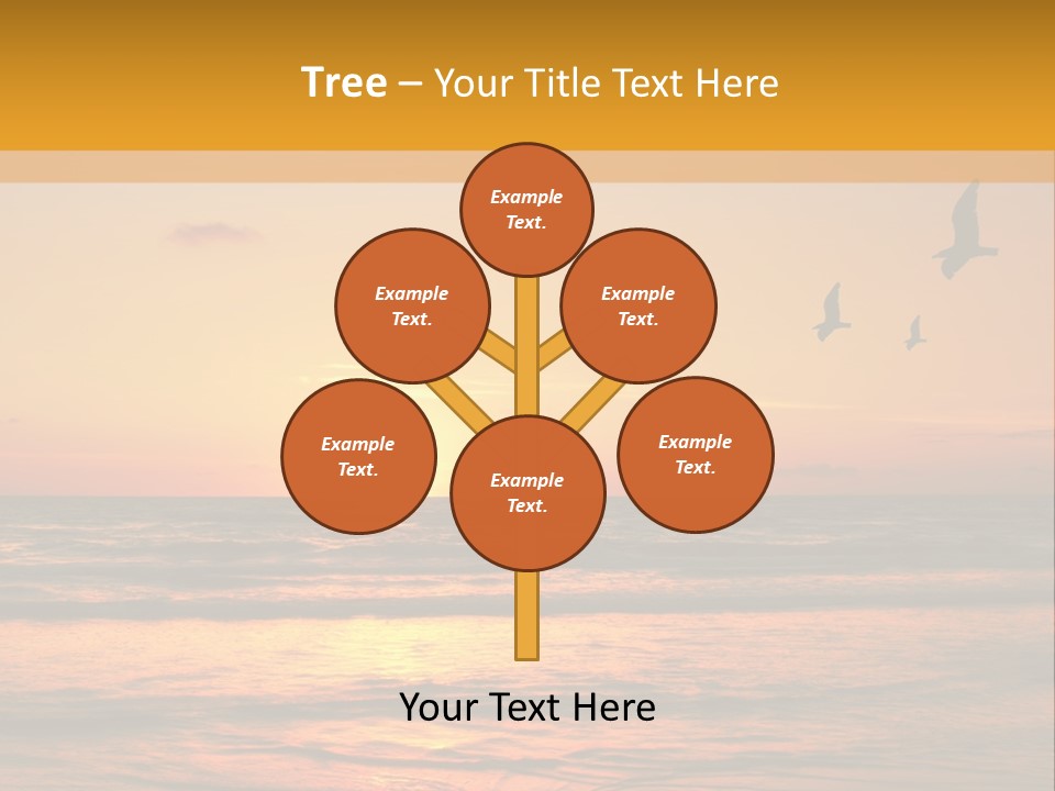 Two Birds Flying Over The Ocean At Sunset PowerPoint Template