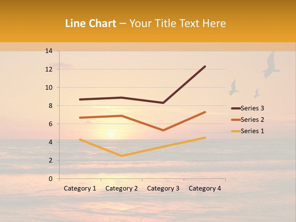 Two Birds Flying Over The Ocean At Sunset PowerPoint Template