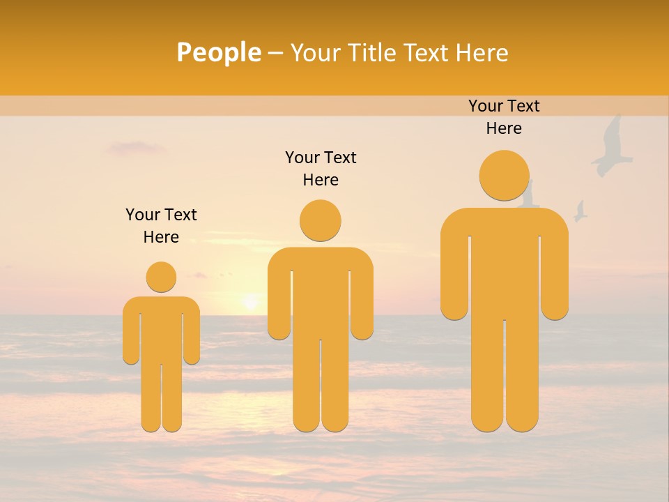 Two Birds Flying Over The Ocean At Sunset PowerPoint Template