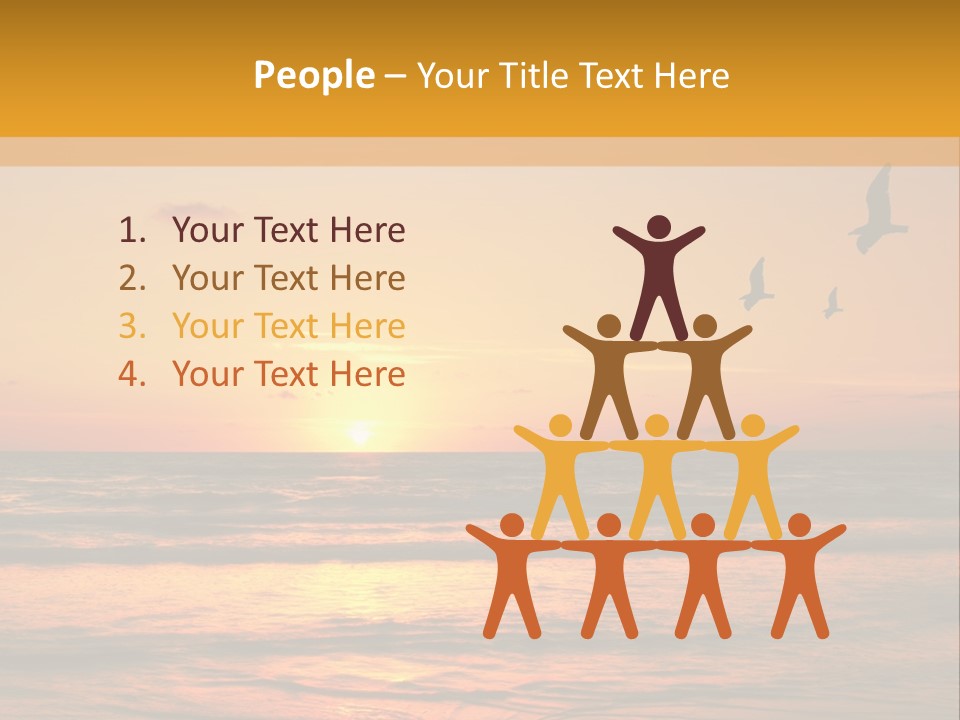 Two Birds Flying Over The Ocean At Sunset PowerPoint Template