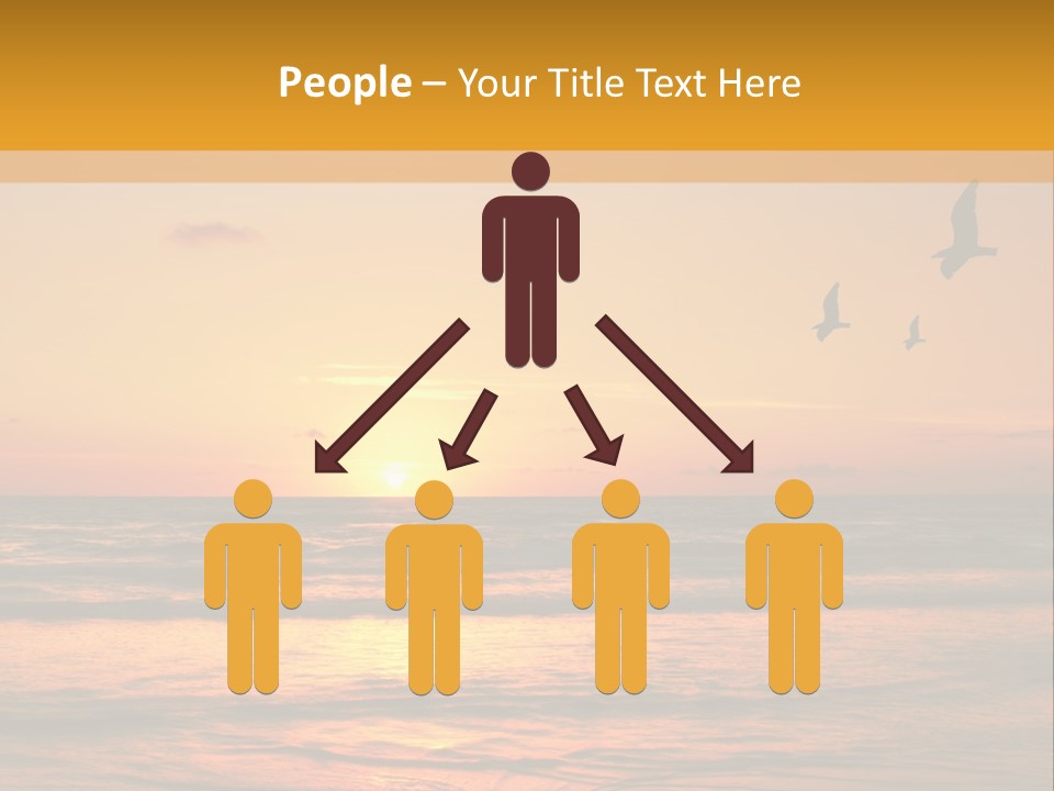 Two Birds Flying Over The Ocean At Sunset PowerPoint Template