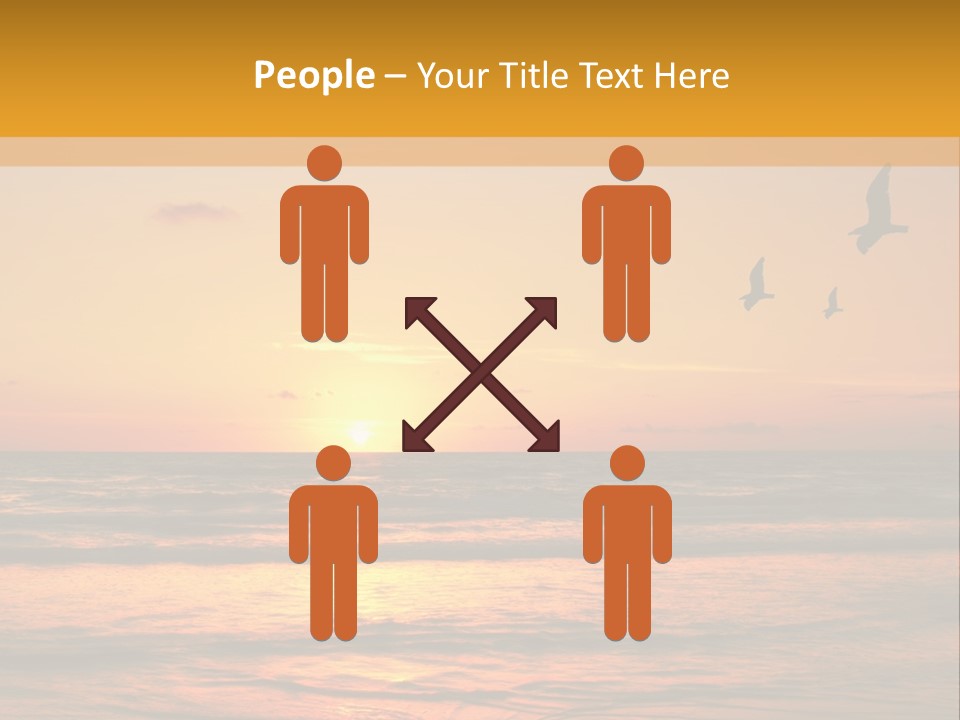 Two Birds Flying Over The Ocean At Sunset PowerPoint Template