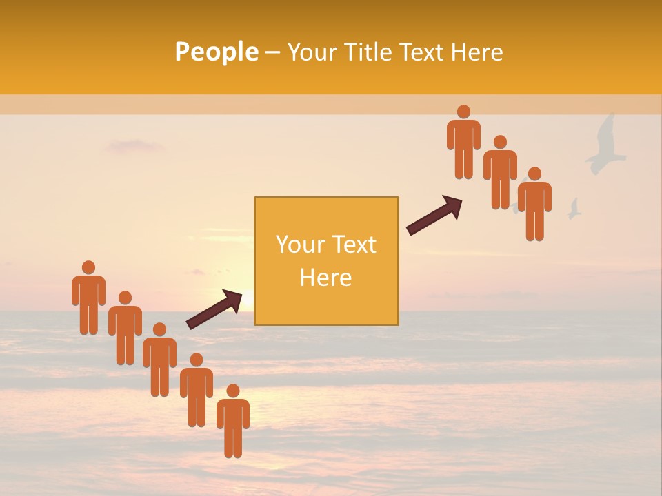 Two Birds Flying Over The Ocean At Sunset PowerPoint Template